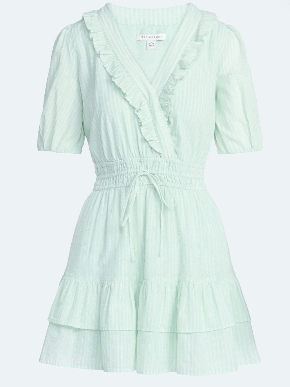 Free Assembly Mint Ruffle-Trim Tiered Mini Dress